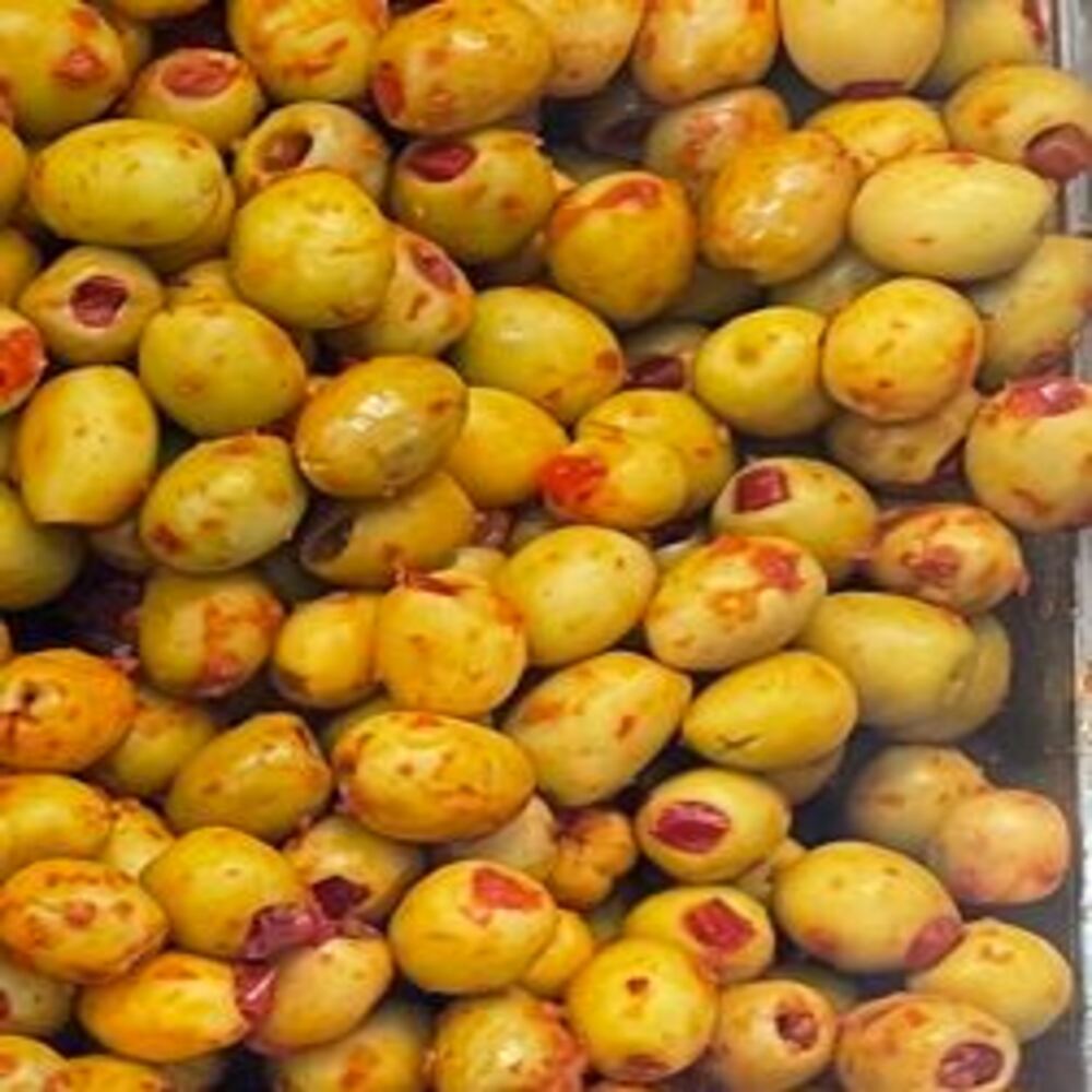 Olives vertes dénoyautées pimentées